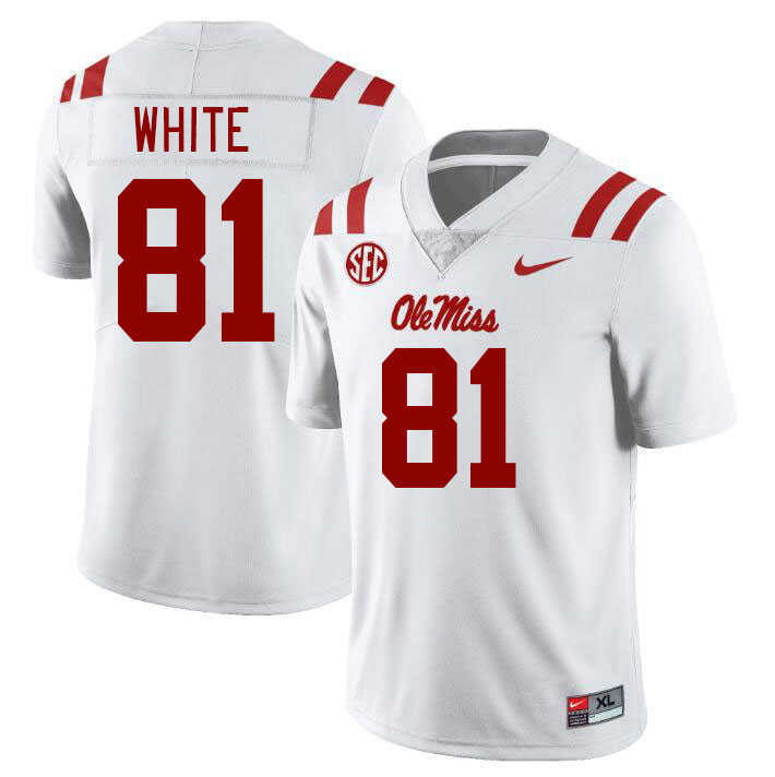 Ole Miss Rebels #81 Noreel White College Football Jerseys Stitched Sale-White